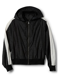 View large product image 6 of 7. GapFit Lightweight Perforated Hooded Bomber Jacket
