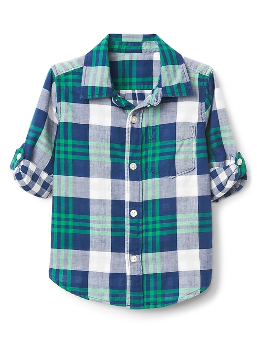 View large product image 1 of 3. Double-Weave Convertible Plaid Shirt