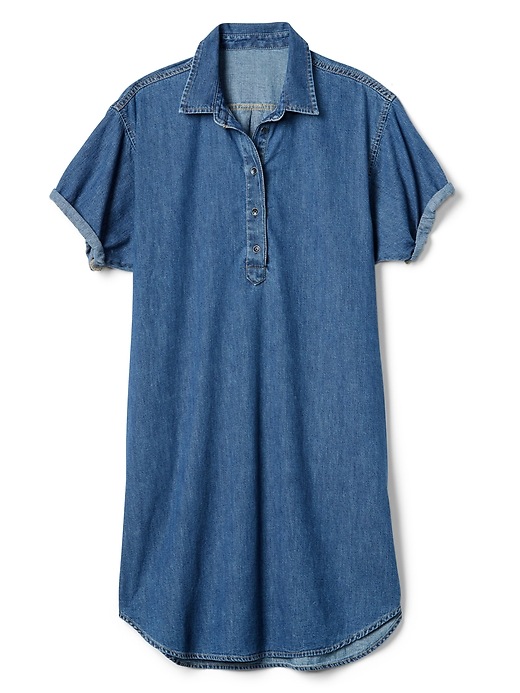 Image number 6 showing, Short Sleeve Denim Pullover Shirtdress