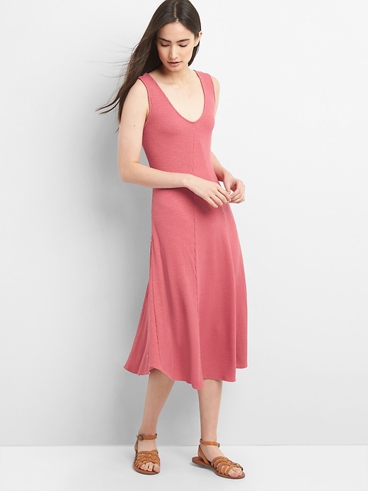 View large product image 1 of 1. Ribbed Softspun Sleeveless Midi Dress