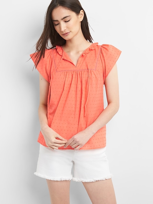 View large product image 1 of 1. Short Sleeve Smock Top in Clip Dot
