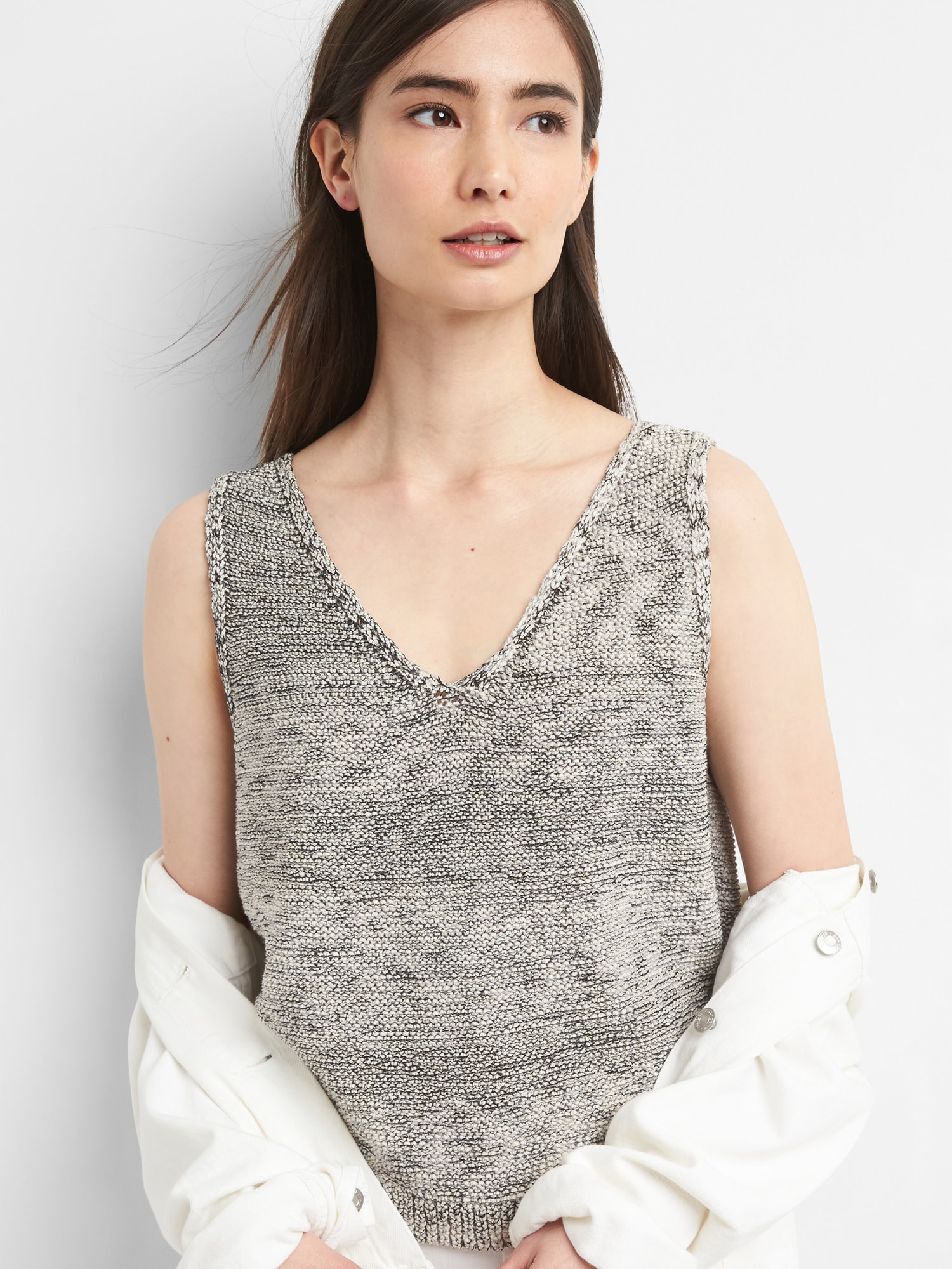 Wild Pony Lace Knit Sweater Tank Top Navy main image 1