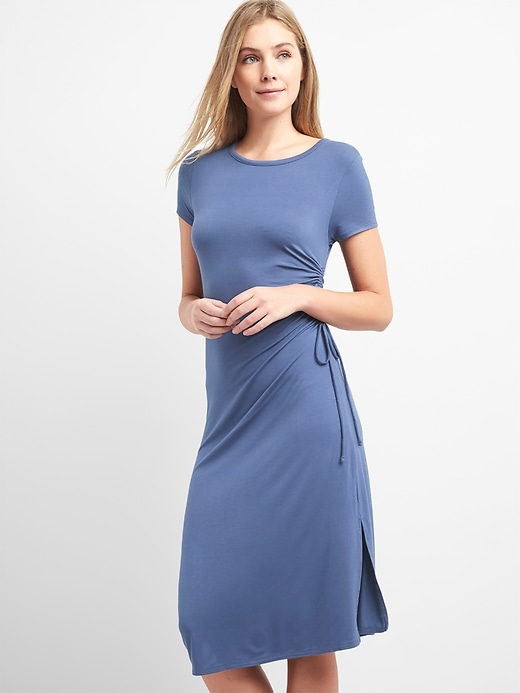 Image number 8 showing, Short Sleeve Ruched Side Midi Dress