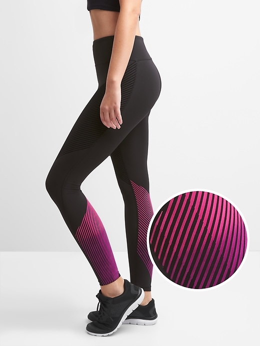 View large product image 1 of 1. GapFit High Rise Textured Stripe Leggings in Sculpt Compression