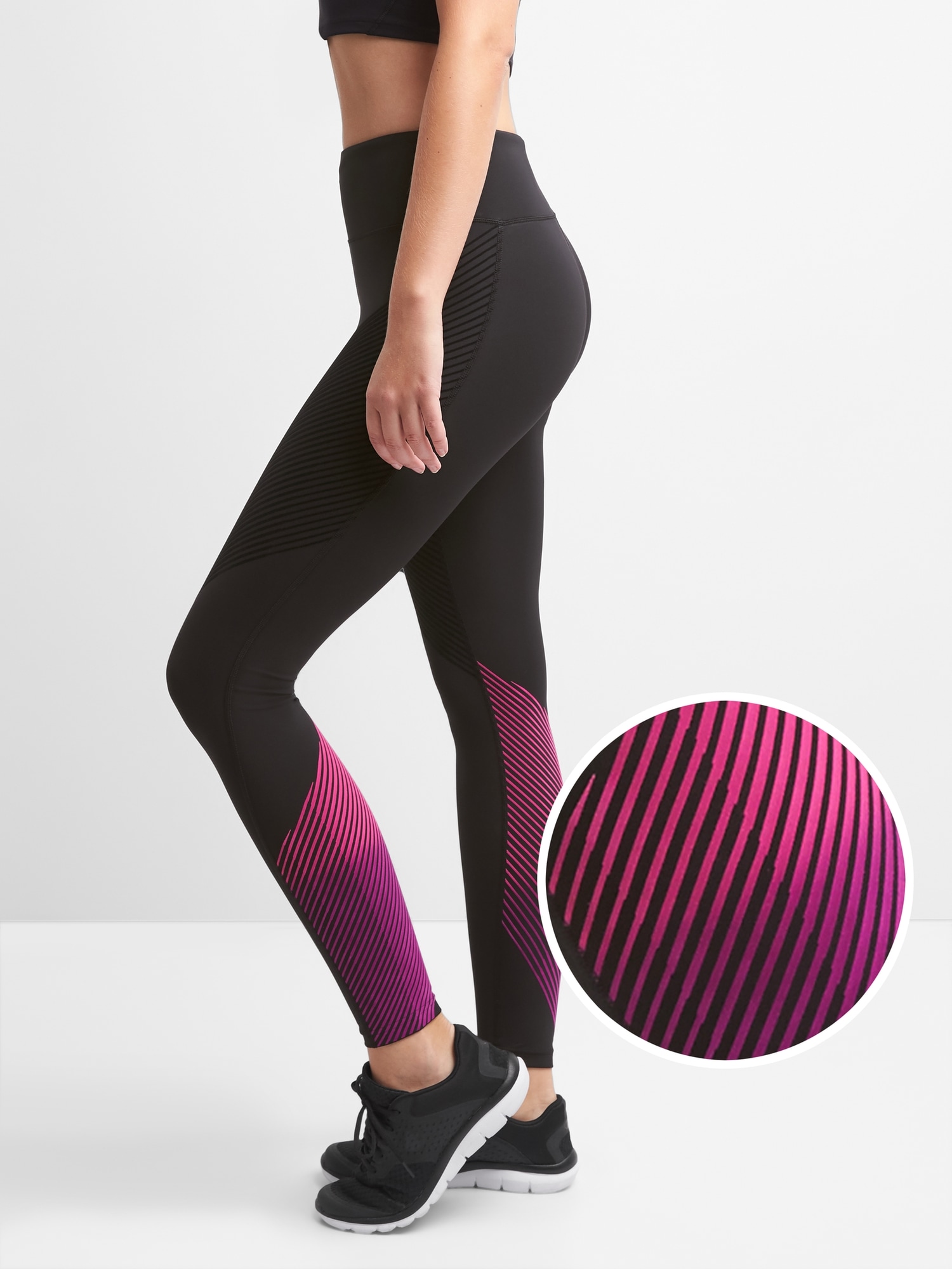 GapFit High Rise Textured Stripe Leggings in Sculpt Compression