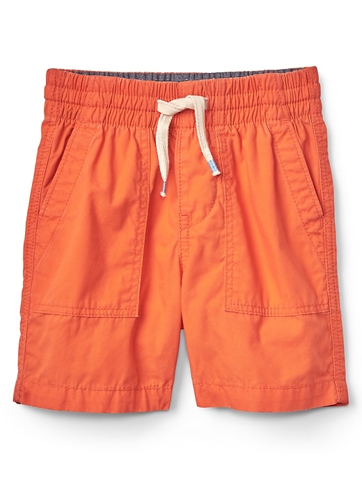 1 of 8 showing, with the color neon orange of product Toddler 4" Pull-On Poplin Shorts