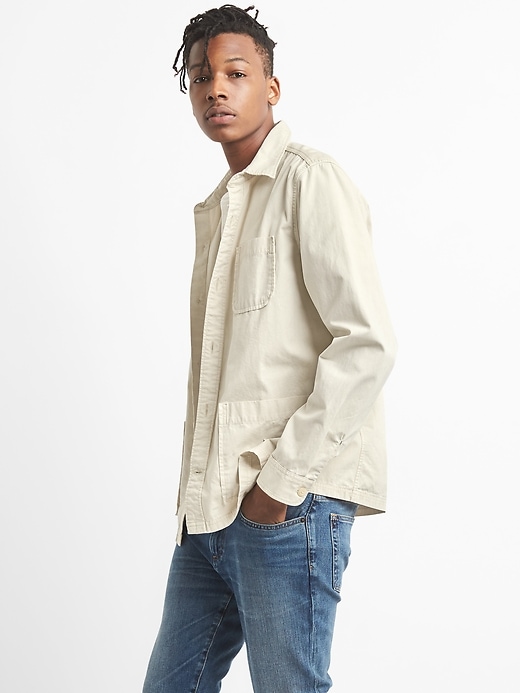 1 of 8 showing, with the color natural of product Shirt Jacket in Cotton