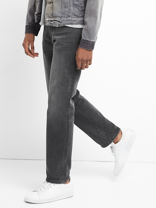 1 of 8 showing, with the color washed black of product Slim Straight Jeans With Gapflex