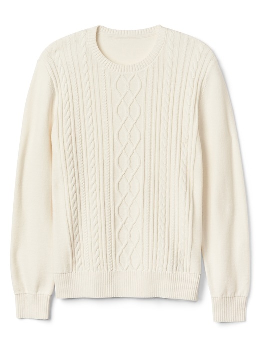 Image number 6 showing, Cable-Knit Pullover Crewneck Sweater in Combed Cotton