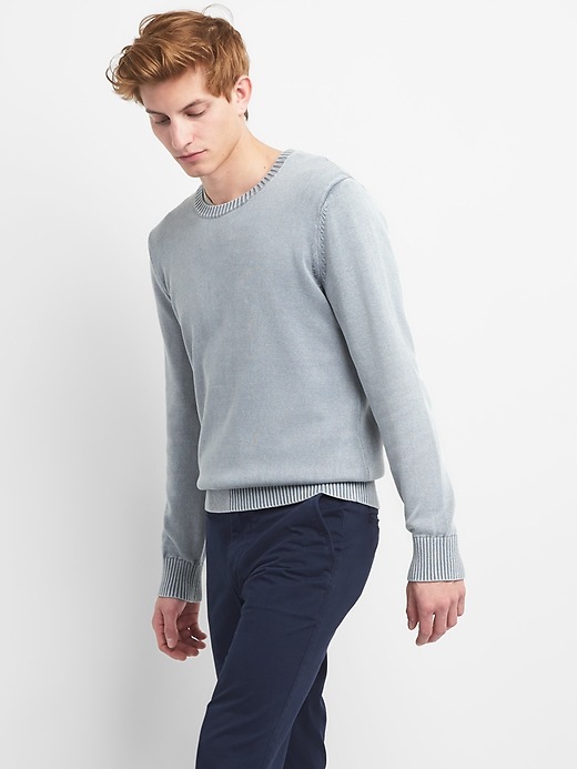 Image number 1 showing, Pullover Crewneck Sweater in Combed Cotton