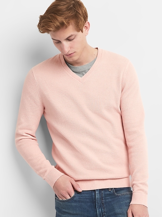 Image number 1 showing, Textured V-Neck Pullover Sweater
