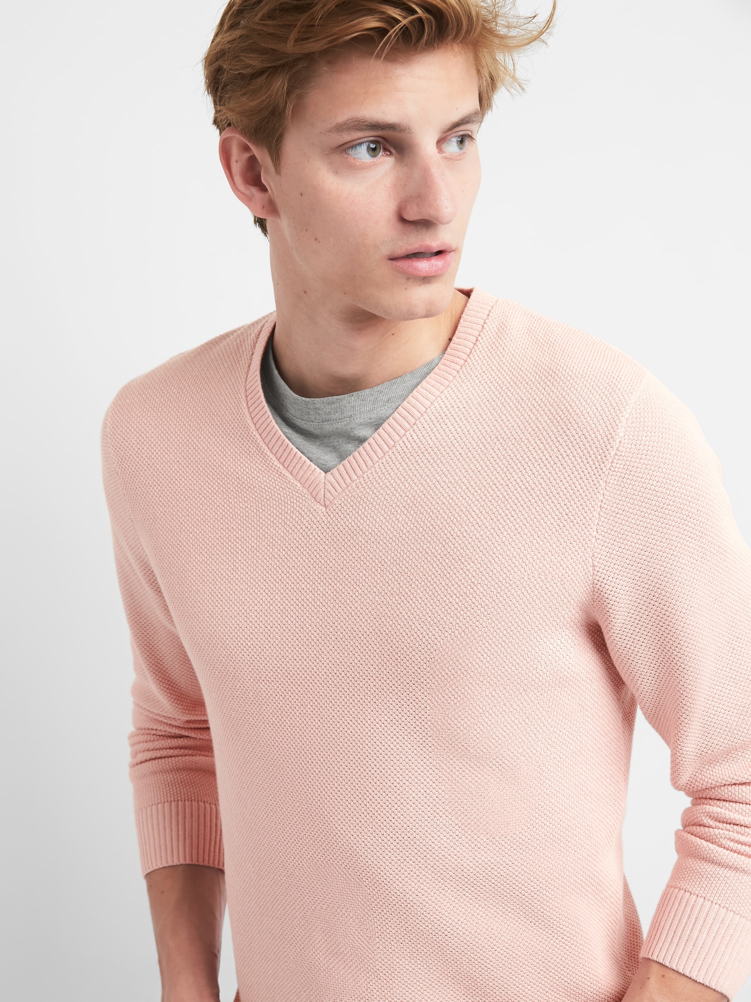 gap textured v neck sweater