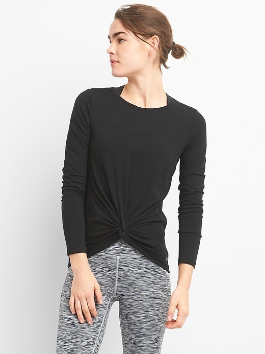 View large product image 1 of 5. GapFit Twist-Front Long Sleeve Top