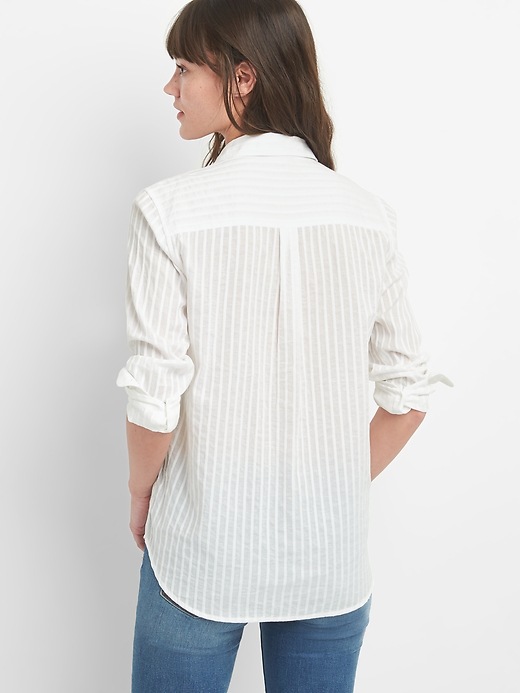 Image number 2 showing, Woven Stripe Boyfriend Popover Shirt