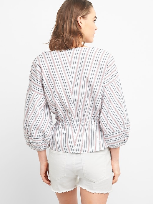 Image number 2 showing, Stripe Balloon Sleeve Top with Cinched Waist