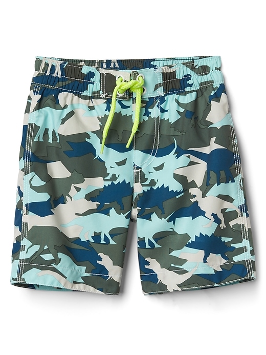 4" Dino Camo Swim Trunks Gap