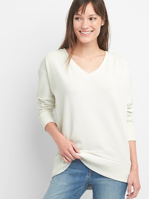 View large product image 1 of 1. V-Neck Pullover Tunic Sweatshirt