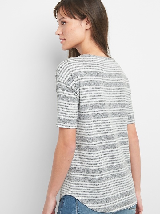 Image number 2 showing, Softspun Stripe Elbow-Length Sleeve Round Neck T-Shirt