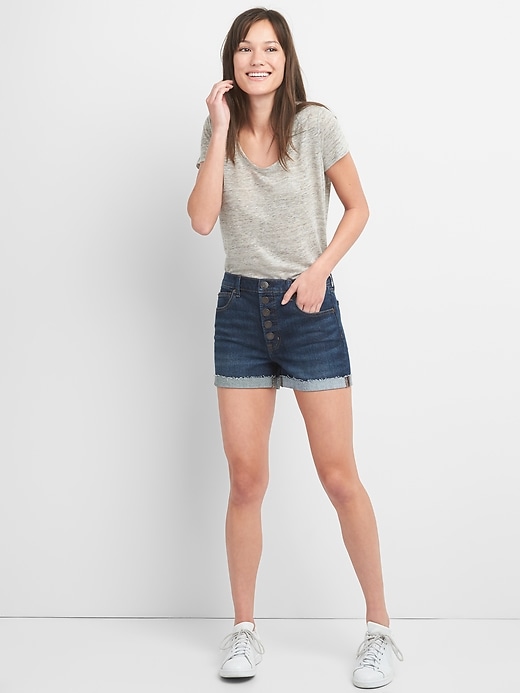 Image number 3 showing, Washwell High Rise 3" Denim Shorts with Button-Fly