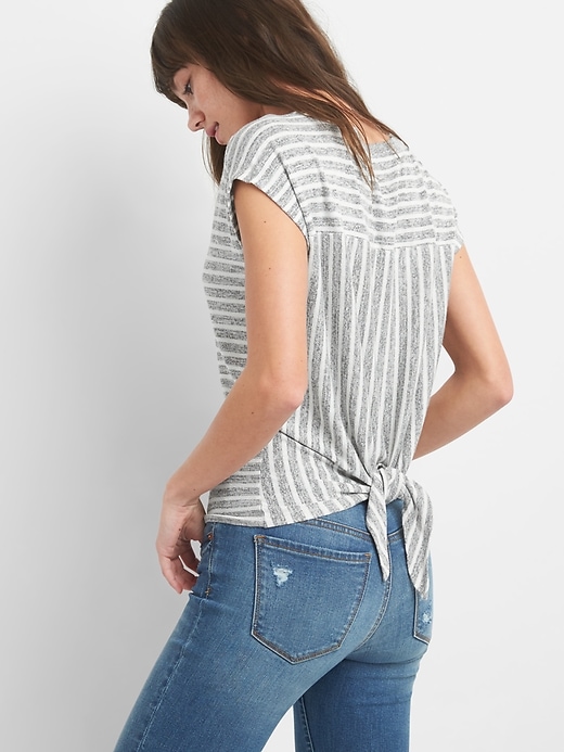 View large product image 1 of 1. Softspun Stripe Tie-Back T-Shirt