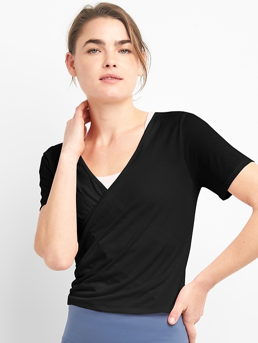 View large product image 1 of 1. GapFit Faux-Wrap Top