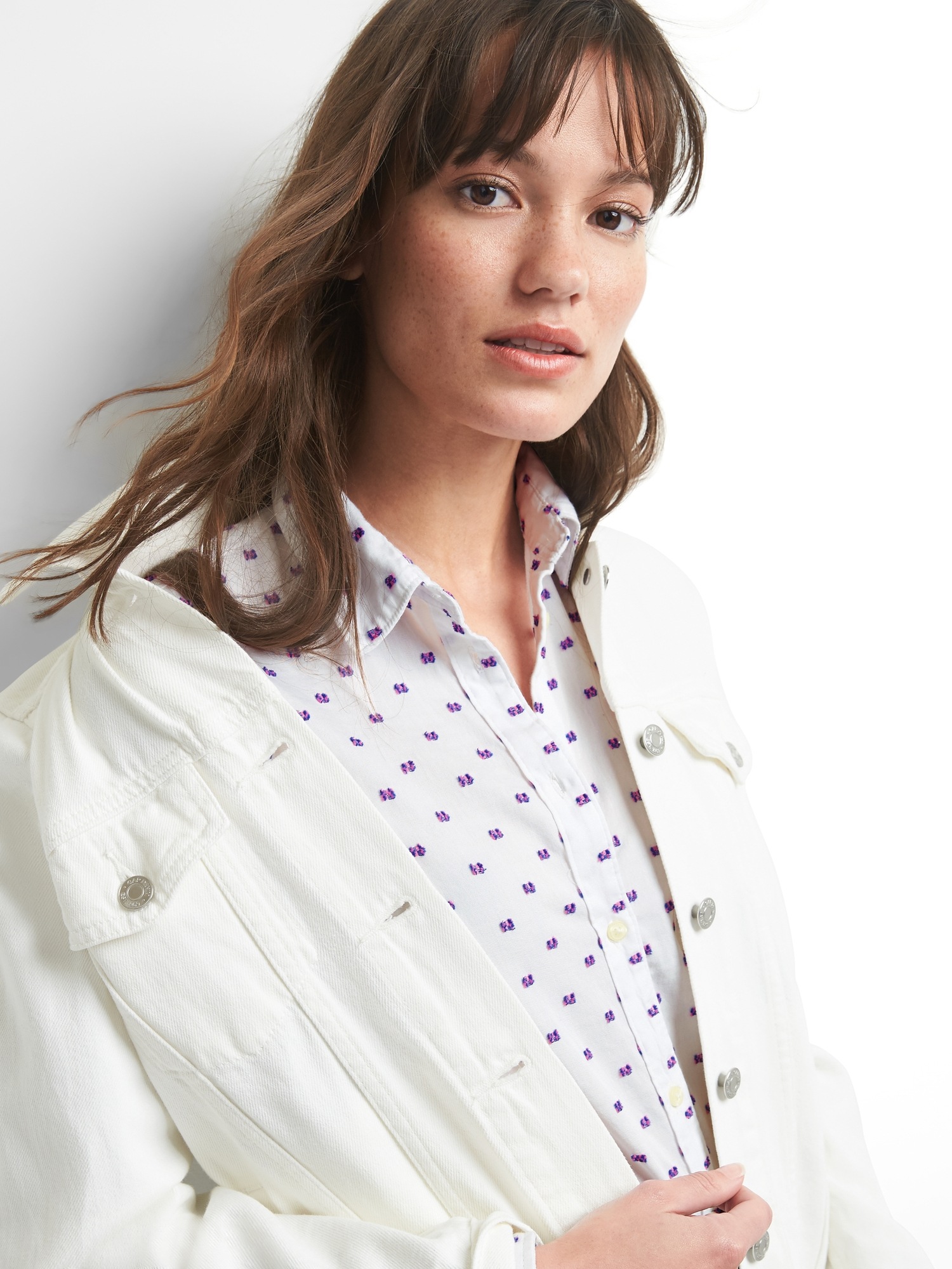 New Fitted Boyfriend Neon Clip Dot Shirt Gap