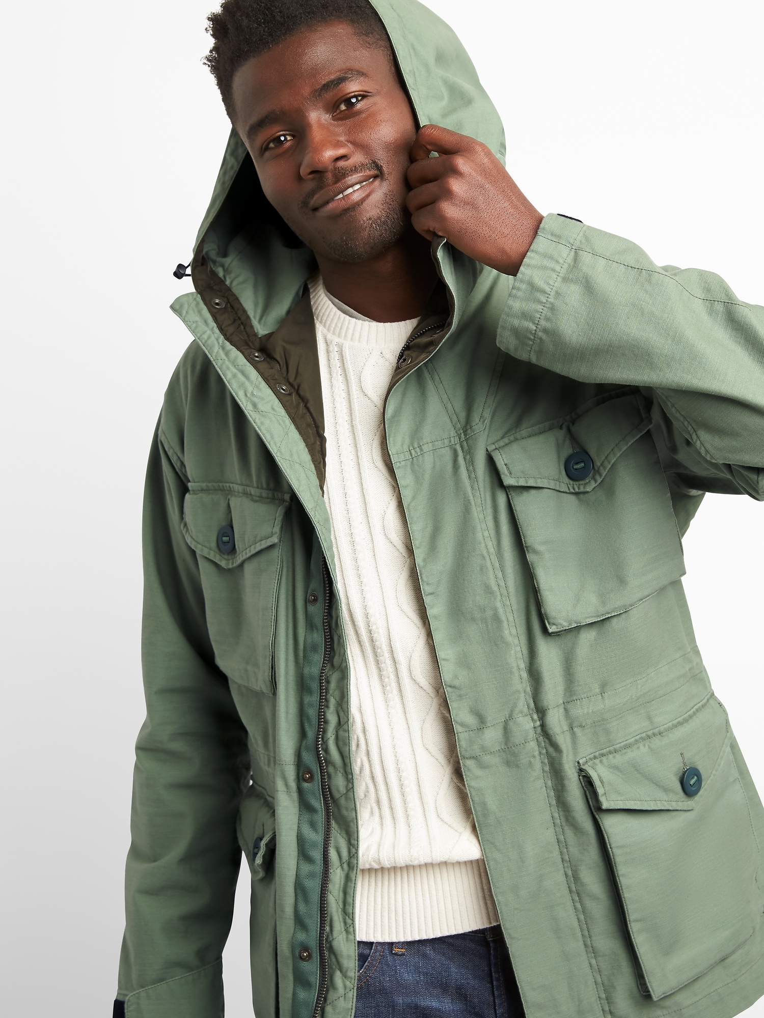 Hooded Military Jacket Gap