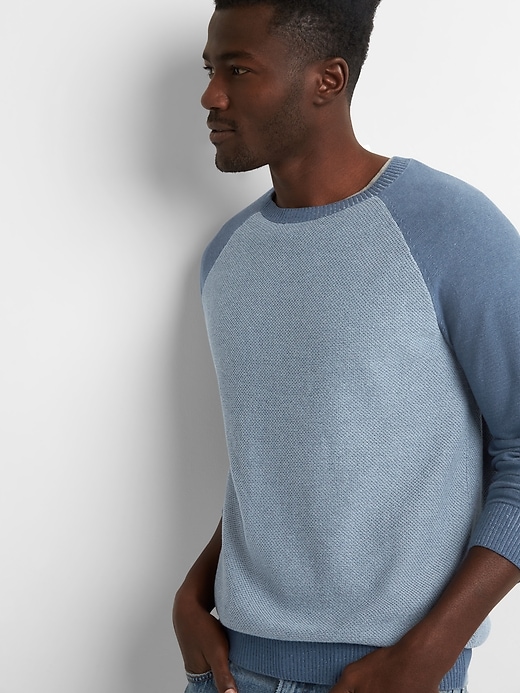 Image number 5 showing, Lightweight Raglan Textured Crewneck Sweater