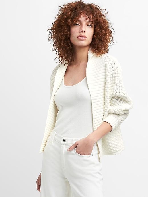 Image number 1 showing, Open-Front Shawl Collar Cardigan Sweater