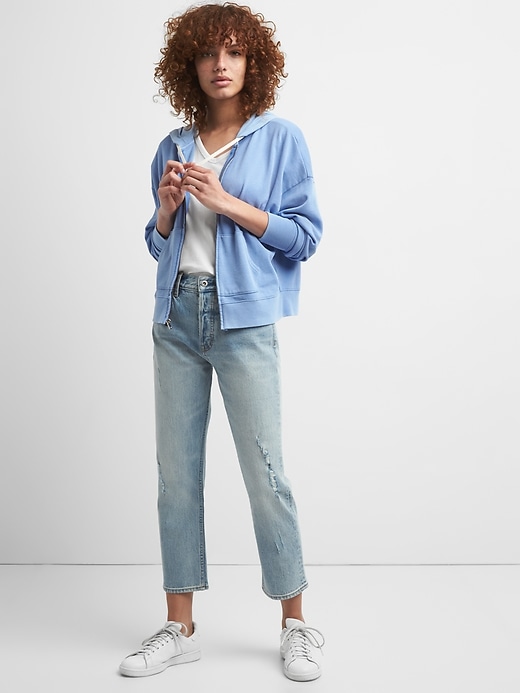 Crop Dolman Sleeve Zip Hoodie | Gap