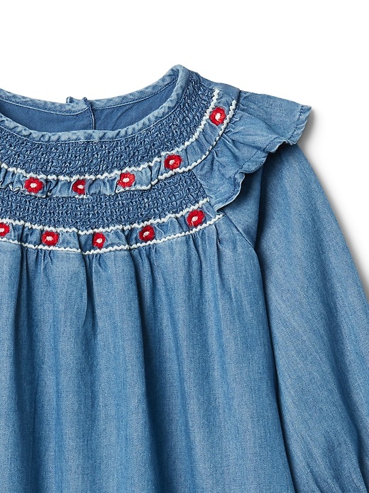 Image number 3 showing, Smocked Dress in Chambray