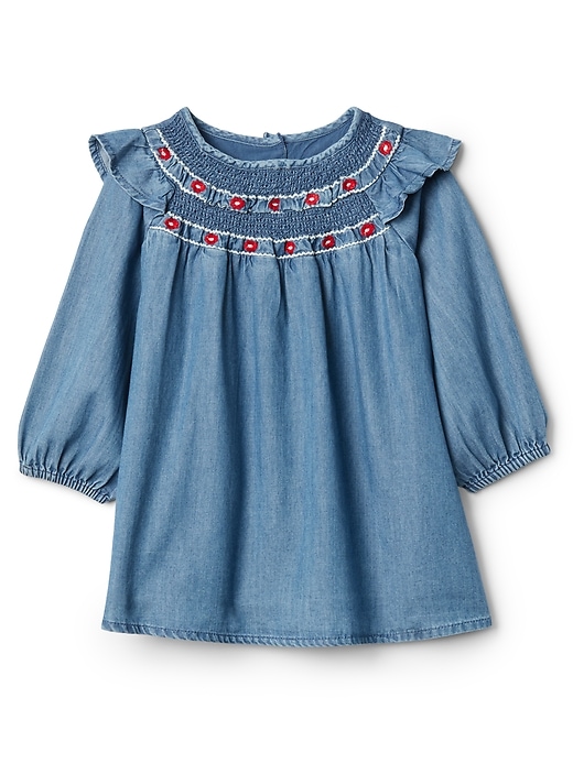 Image number 1 showing, Smocked Dress in Chambray