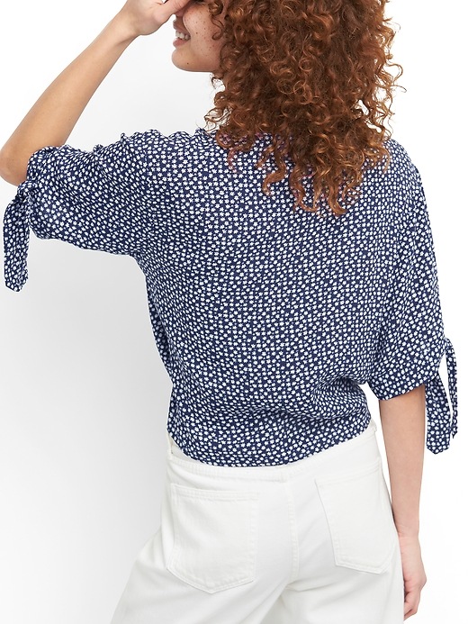 Image number 2 showing, Short Sleeve Wrap-Front Tie Blouse