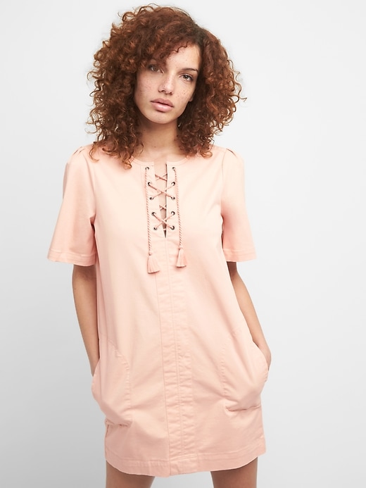 Image number 7 showing, Lace-Up Shift Dress