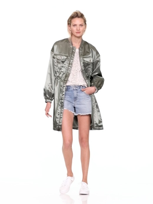 Longline Satin Utility Jacket | Gap
