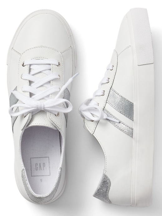 Image number 2 showing, Leather Lace-Up Sneakers