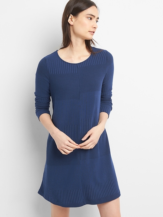 View large product image 1 of 1. Long Sleeve Plaited Swing Dress