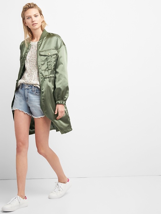 Longline Satin Utility Jacket | Gap