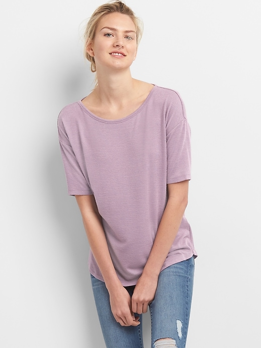 Image number 1 showing, Softspun Elbow-Length Sleeve Round Neck T-Shirt