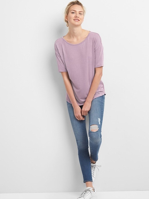 Image number 3 showing, Softspun Elbow-Length Sleeve Round Neck T-Shirt