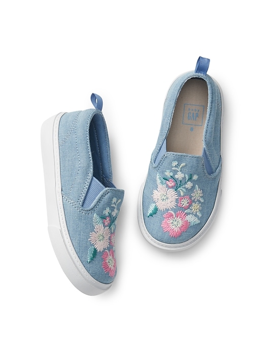 View large product image 1 of 1. Embroidery Slip-On Sneakers