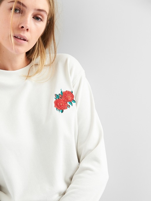 Image number 5 showing, Rose Embroidery Pullover Sweatshirt