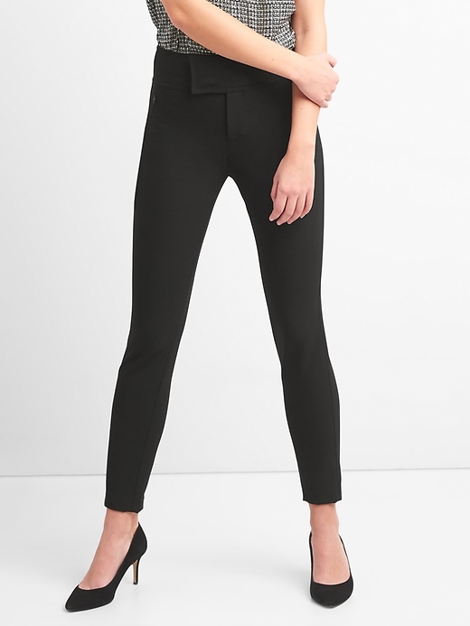 Image number 1 showing, Zip Leggings with Wide Waistband in Bi-Stretch