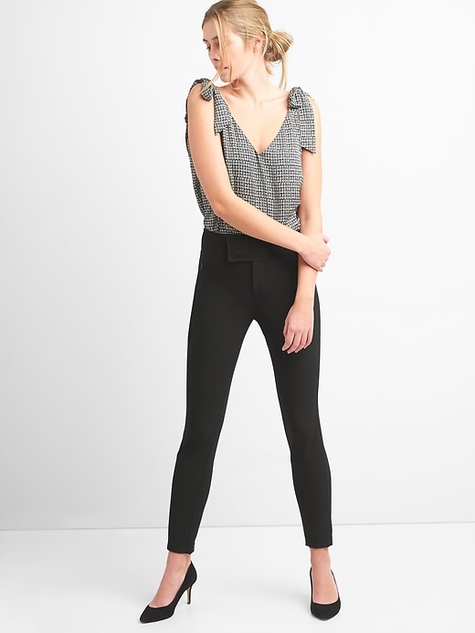 Image number 3 showing, Zip Leggings with Wide Waistband in Bi-Stretch