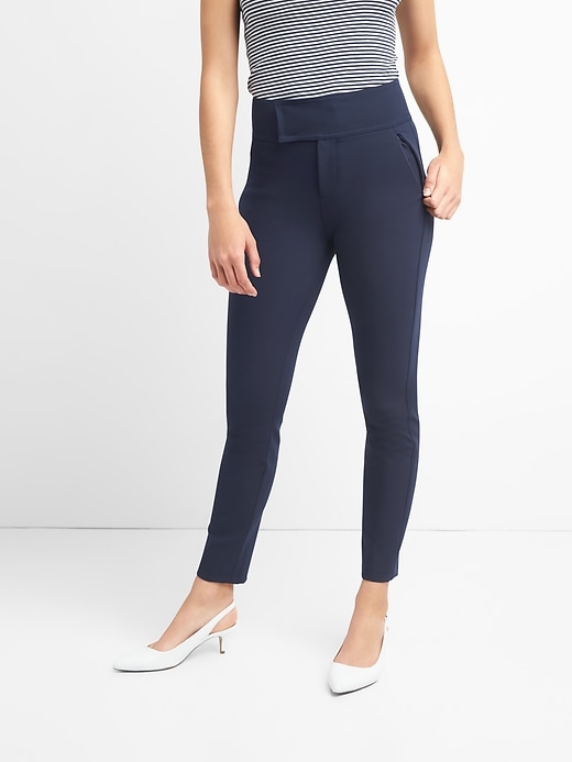 Image number 7 showing, Zip Leggings with Wide Waistband in Bi-Stretch
