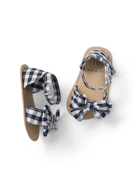 View large product image 1 of 1. Gingham Bow Sandals