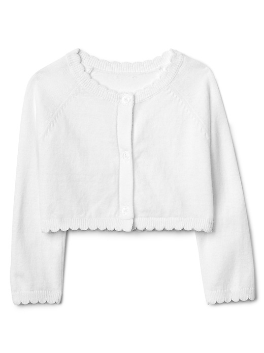 View large product image 1 of 1. Scalloped-Hem Crop Cardigan