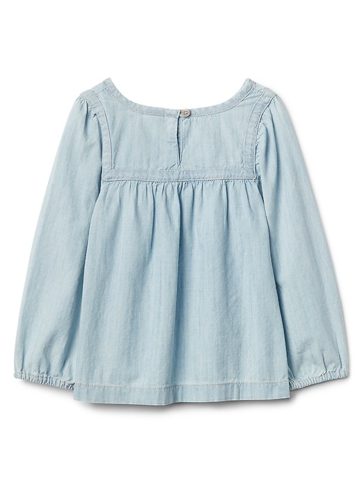 Image number 2 showing, Chambray Split-Neck Top