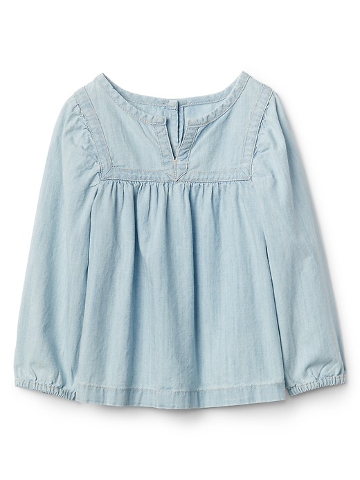 Image number 1 showing, Chambray Split-Neck Top