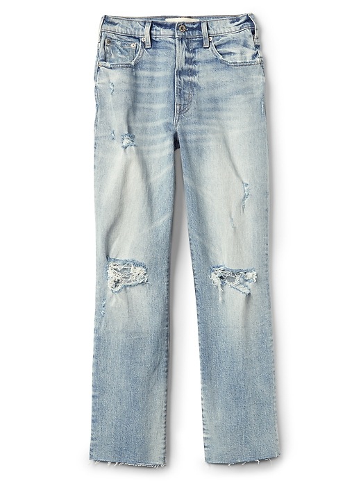 Image number 7 showing, Cone Denim&#174 High Rise Wide-Straight Jeans with Destruction